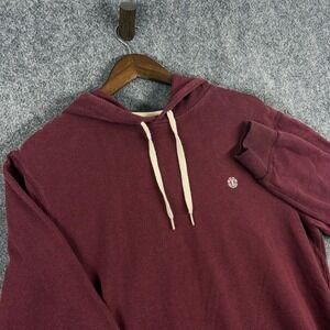 Element Hoodie Mens M Burgundy Red Pullover Logo Drawstring Sweatshirt